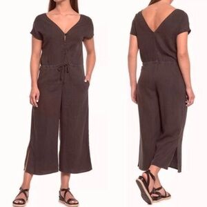 Anthropologie Cloth & Stone Jumpsuit with Tie Waist and Cropped Wide-Leg Medium